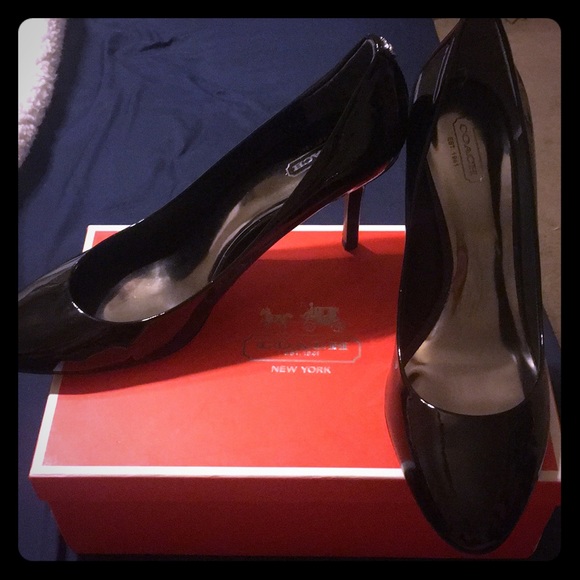 Coach Shoes - Coach Nala Patent Black Heels Size: 11